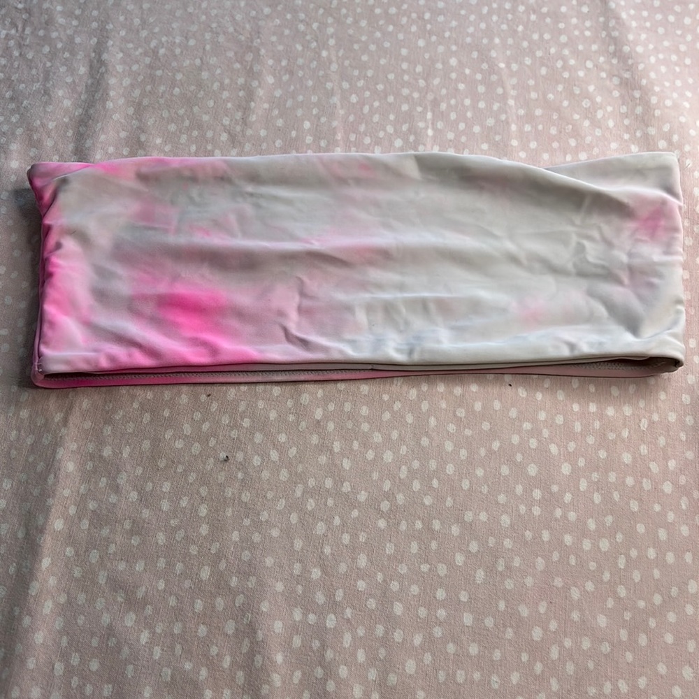 Zaful Pink and White Tie-dye Swimsuit Top